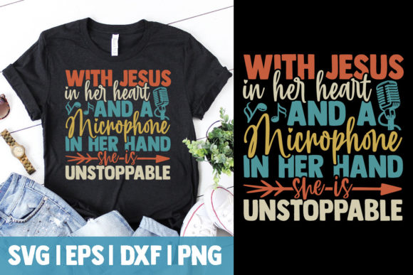 With Jesus in Her Heart: Graphics & T-Shirt Designs
